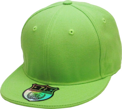 Premium Solid Fitted Cap Baseball Cap Hat, Flat Bill / Brim NEW