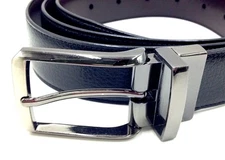 $132 Perry Ellis Men'S Black Brown Leather Reversible Strap Buckle Dress Belt 42