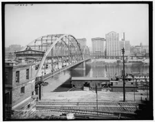 8" x 10" 1890s photo Sixth Street Bridge, Pittsburgh, Pa