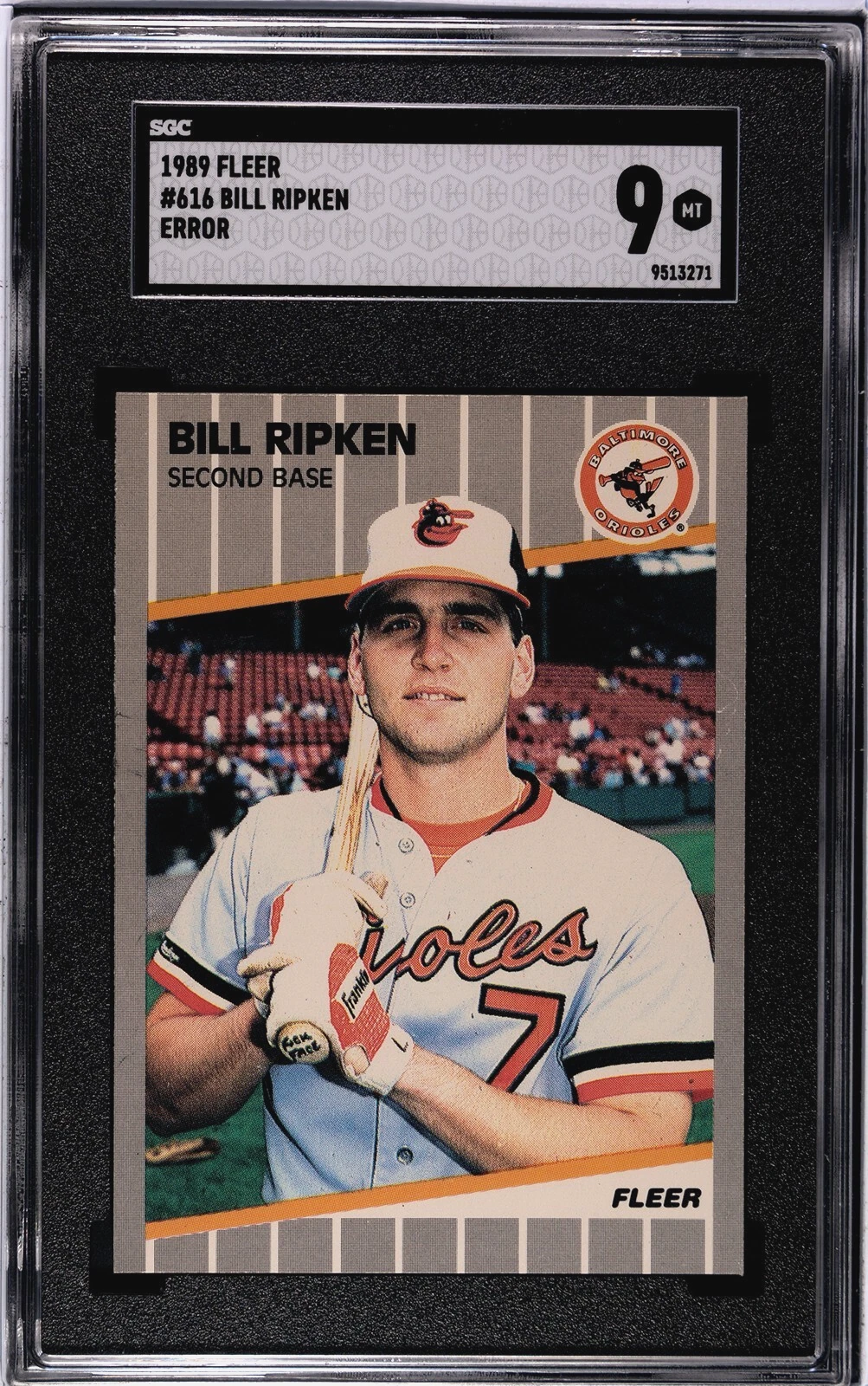 Deal for SGC 9 1989 Fleer Bill Ripken FF Face Error Card #616 Orioles