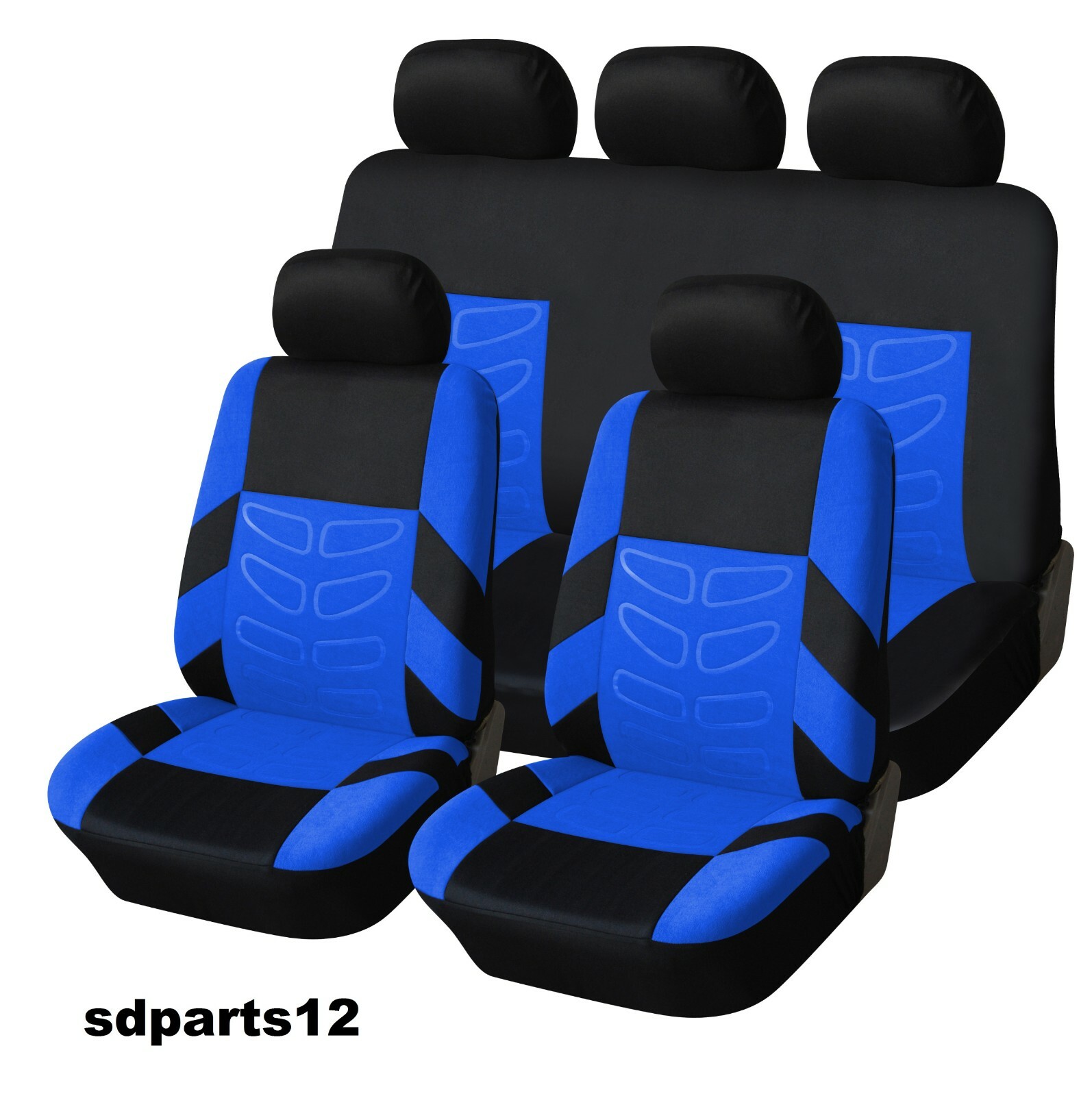 Housses de siège bleu-noir pour Opel Ford Suzuki en tissu résistant lot complet