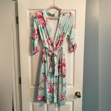 New Eco Baby Mint  Pink Rose Floral Soft Lightweight Robe Size Large Maternity