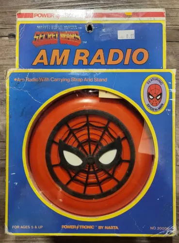 1984 SEALED Secret Wars Amazing Spider-Man AM Radio, Power Tronic - Nasta