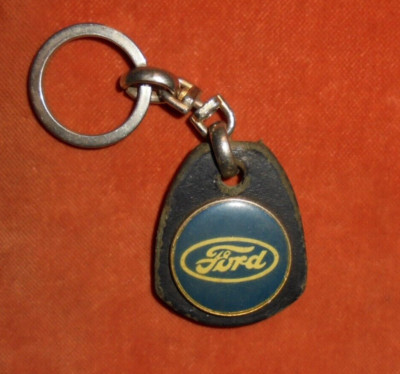 Ford Automobiles Enamel Keyring - Genuine Leather Holder