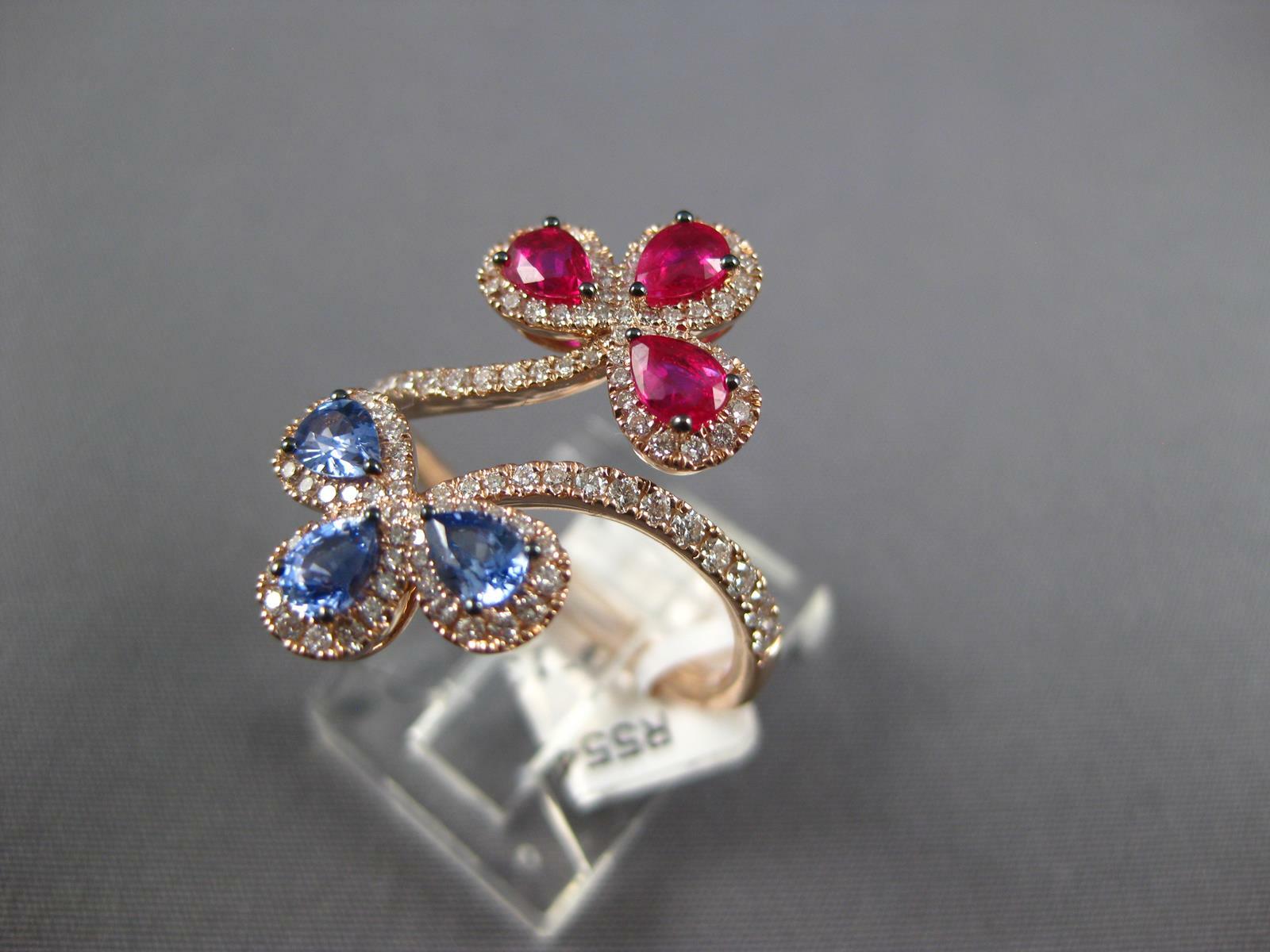 LARGE 1.73CT DIAMOND AAA RUBY & AAA SAPPHIRE 14K … - image 3