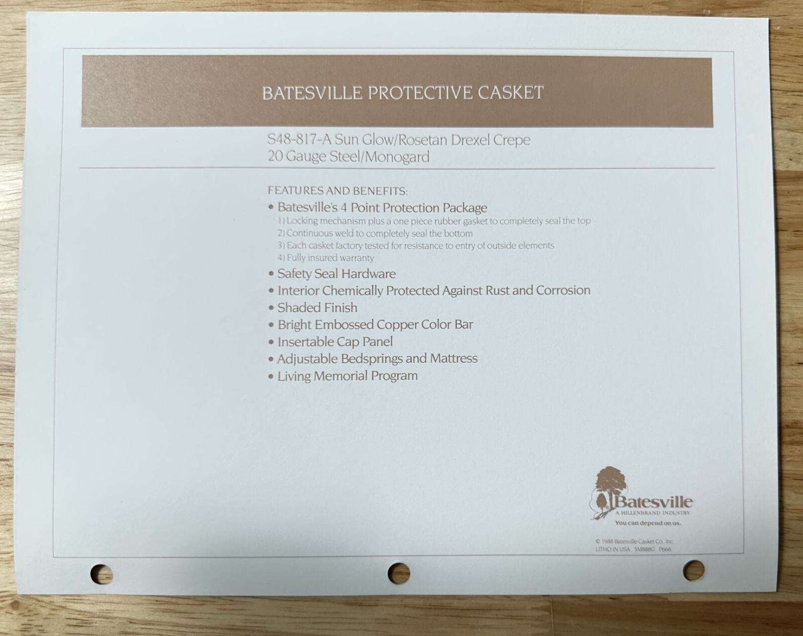 Batesville Casket Salesman Photo  Sun Glow Rosetan  Print Ad Oddity