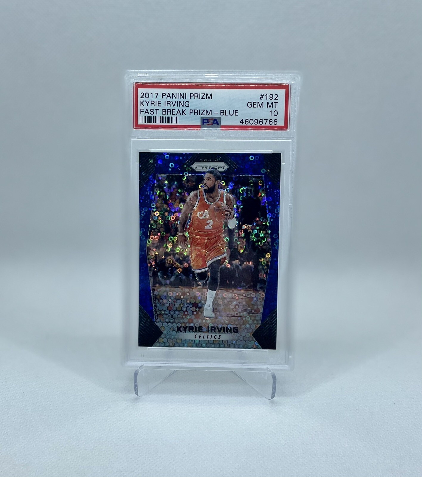 2017-18 Panini Prizm Kyrie Irving FAST BREAK PRIZM BLUE /175 PSA 10 GEM MINT