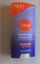 New Lume Solid Deodorant SOFT POWDER (2.6oz) Smooth Solid Stick Whole Body
