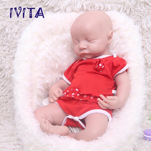 17'' Eyes Closed Squishy Silicone Newborn Baby Girl Adorable Asleep Doll Infant - Picture 2 of 7