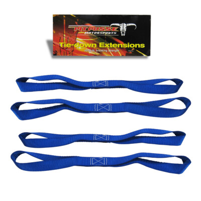 Pit Posse Soft Loop Tie Downs Blue 18'' Nylon 4,500lb Breaking Strength 4 Straps