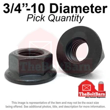 3/4"-10 Grade 8 Smooth Hex Flange Nuts Coarse Black Phos & Oil (Pick Qty)