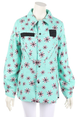 WEILI ZHENG Shirt Blouse Print Patch Pockets S mint NEW