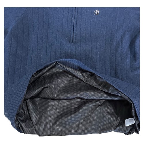 Adidas 100 Wool Sweater Men Size XL Blue Long Sleeve 1/4 Zip Pullover Mesh Lined - Picture 5 of 12