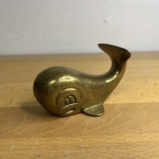Vintage Antique Style Brass Whale Paperweight Desk Statue