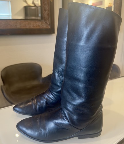 Vintage Soft Black Leather Knee High Boots by Nine West / Women’s 7M - Picture 2 of 9