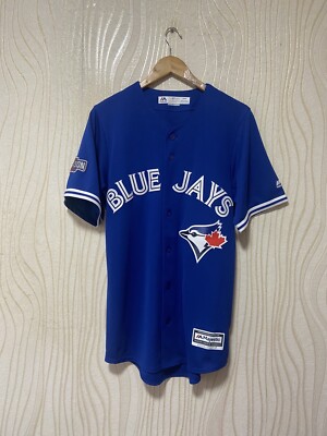 TORONTO BLUE JAYS BASEBALL SHIRT JERSEY MAJESTIC sz S MEN BLUE | eBay