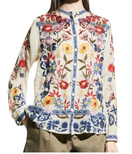 Johnny Was 🌹 bestickte Bluse Tunika Top 350 $ Größe Large