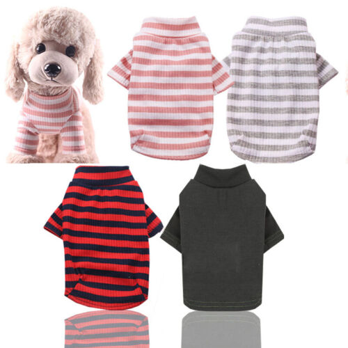 Bottoming Shirt Dog Cat Clothes Wild Stretch Cotton Comfortable Stripe Pet Puppy - Picture 1 of 12