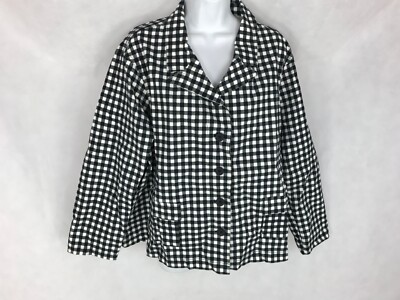 Rundholz Black Label Black and White Plaid Button-up Shell Jacket Shirt Size M