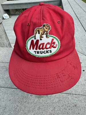 Vintage 1980s Red Mack Trucks Snapback Hat K Products Made In USA
