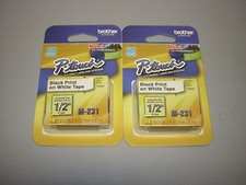 Brother P-Touch Black Print on White Tape 1/2" M-231 NEW Labeling Tape Lot of 2