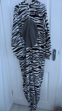 Men's Fleece Hooded ZEBRA 0nesie,  All in one sleepsuit,  Pyjamas - Size Medium