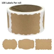100 Pcs/Roll Irregular Writable Kraft Stickers Small Business Packaging Stickers