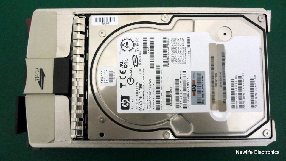 HP 244448-001 72GB 10,000 RPM 3.5 in. Fiber Channel HDD 325370-002 BD07256ABB - Image 2 of 4
