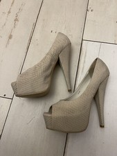 River Island Heels Stiletto Womens Size 6 Shoes Nude Beige Slip On Designer