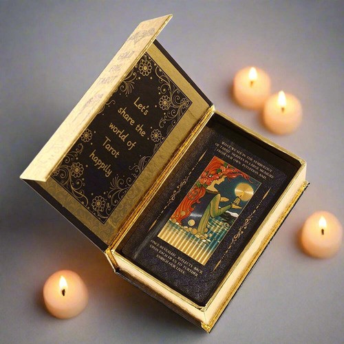 Beginner Tarot Deck With Meaning Keywords, Silver Black Gold Foil Premium Cards - Picture 6 of 14