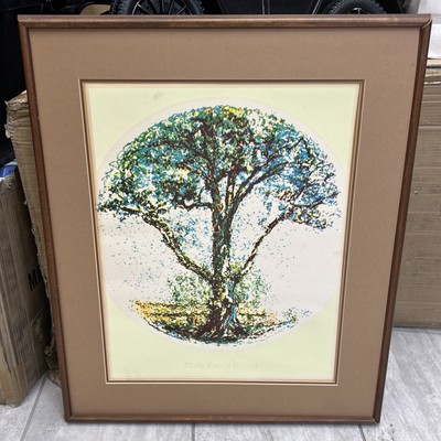 1977  Mark Twain School  Tree Art Print Framed By James B. Will 27x22.5 