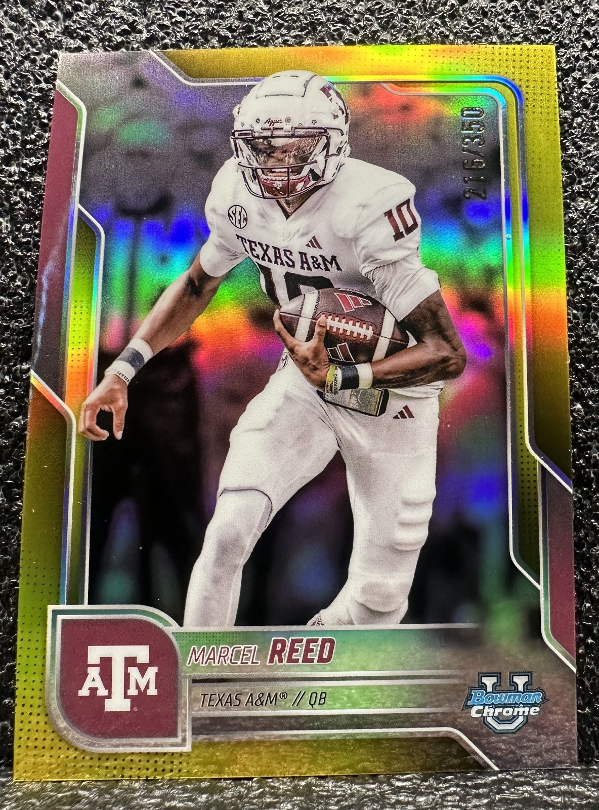 2025 Bowman Chrome University Football Yellow Refractor - 133 Marcel Reed /350