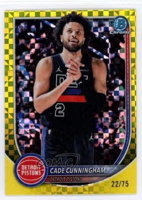 2025-26 Bowman Chrome Yellow X-Fractor 22/75 Cade Cunningham #BCV-74 1w9