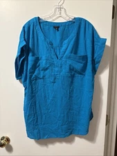 Talbots Crinkle Gauze Embroidered Top 1x