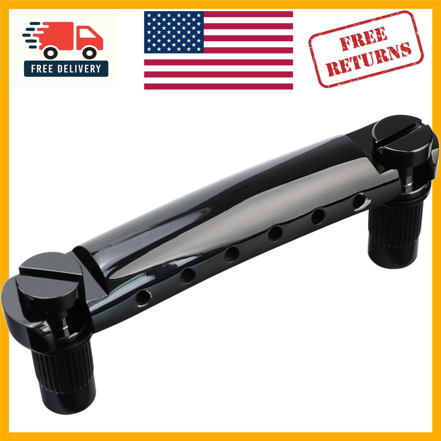 Durable Black Zinc Alloy Tailpiece for Electric Guitars - Precision Fit & Tone