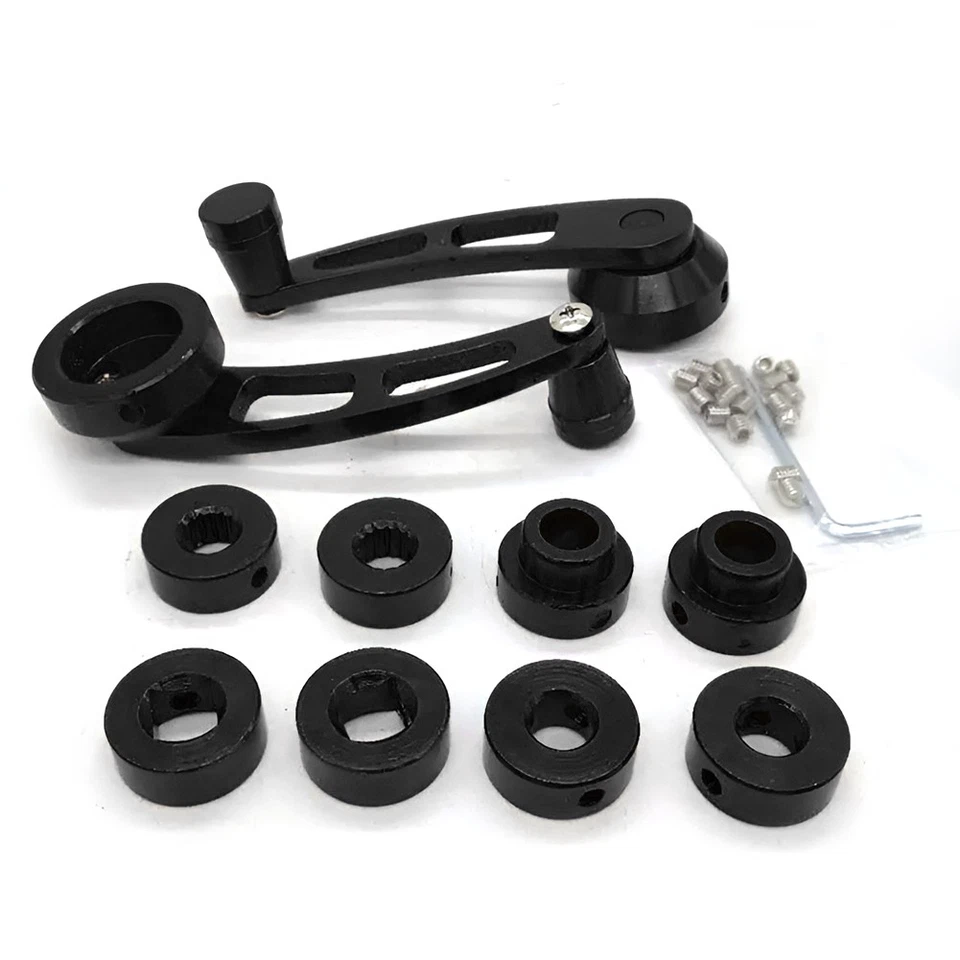 Manivela enrolladores de ventana de puerta manual de aluminio negro para automóvil camión pieza universal Foto 2 de 4