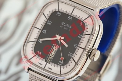 Slava Rectangle Ex Rare OLD stock Russian USSR wrist watch TV set cal. 2428 NOS!