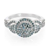 Cavill 0,75Ct Fancy Diamant Ring Damen 925 Silber Platin Pave Rund- Echtschmuck