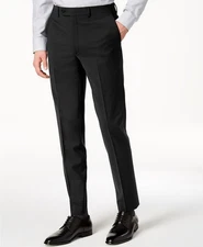 Calvin Klein Men's Black Wool Stretch Skinny-Fit Dress Pants Size 32W 32L
