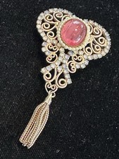 Navachi 18k Gold Plated Brooch Pin - Clear Crystal & White Created Opal Fruit/Tomato Design