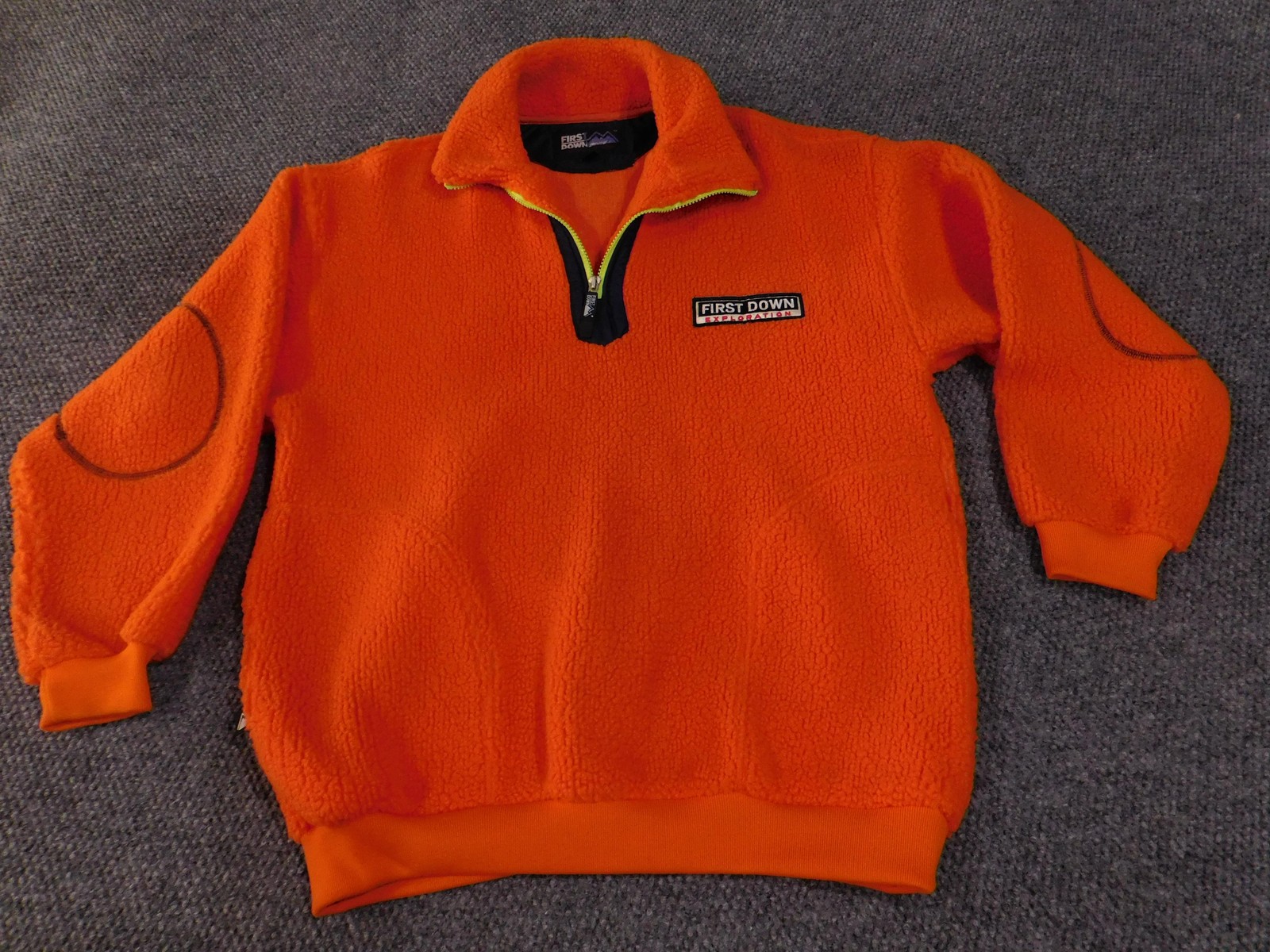 First Down Pullover Mens Large Orange Fleece Sher… - image 5