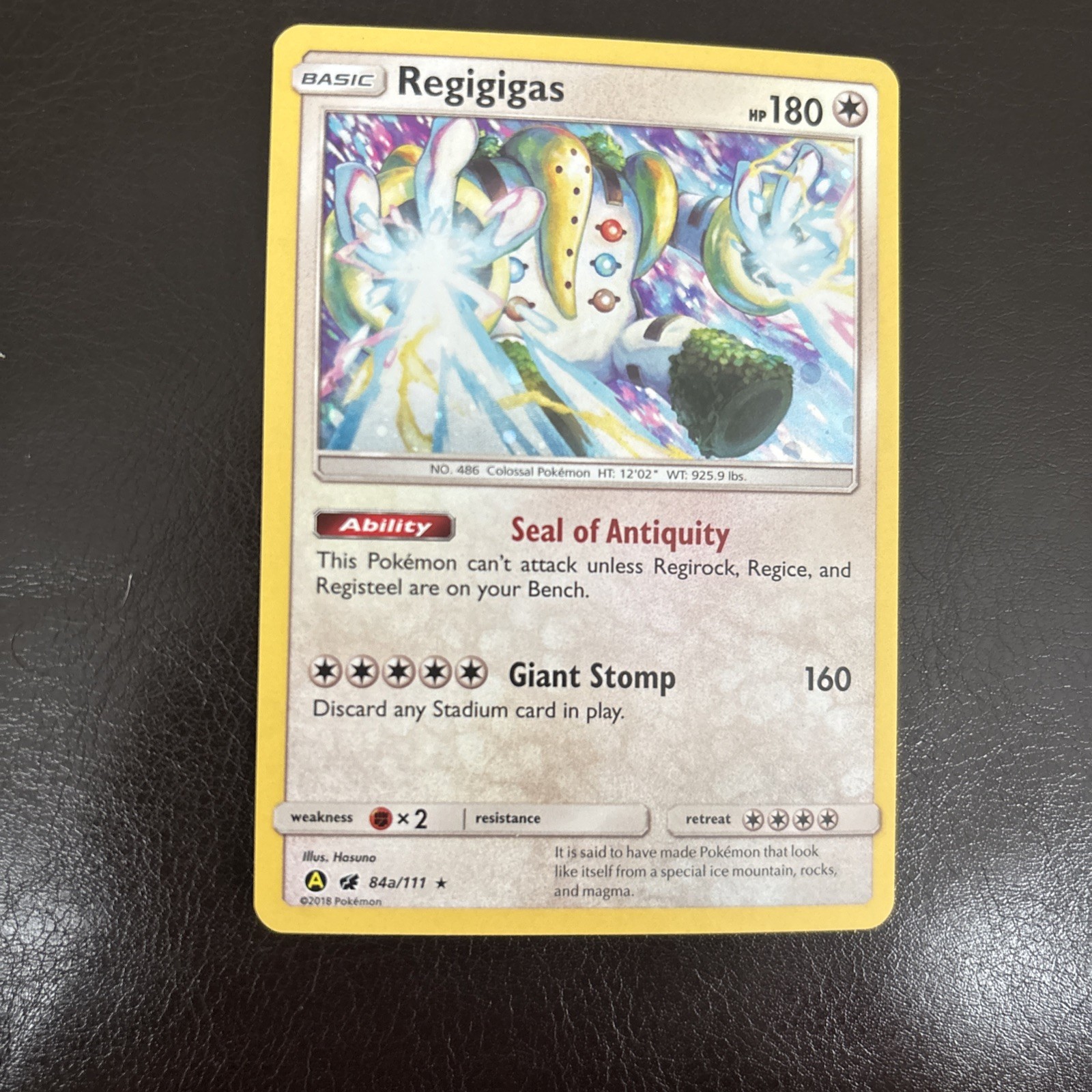 Pokemon Card Regigigas Crimson Invasion Cosmo Holo Rare 84a/111 AltArt Near Mint