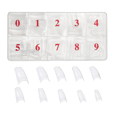 Acrylic Nail Tips 500Pcs Half Cover Artificial French False Nails Clear 10 Sizes