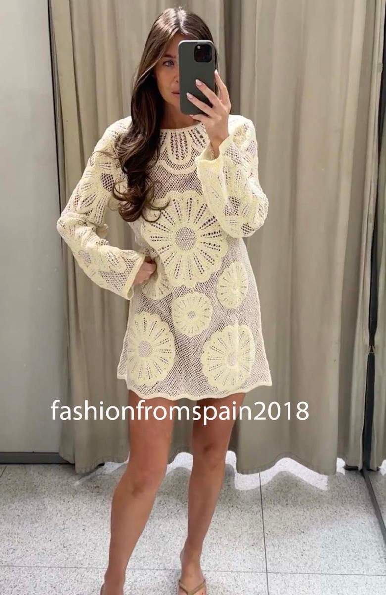 ZARA NEW WOMAN CROCHET SHORT DRESS ECRU S,M,L 8779/170/712 | eBay