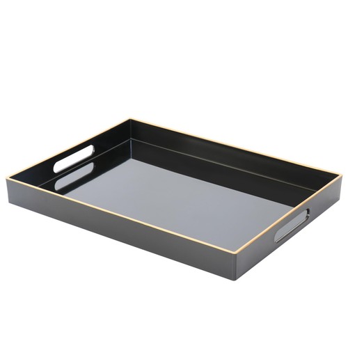 YXZHUOYU Black Sturdy Acrylic Serving Tray with Handles-15.7x11.8Inch, Morden...