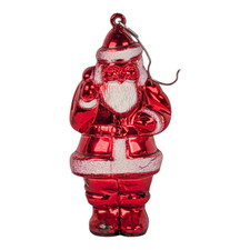 Vintage 3" Irwin 1950's Hard Plastic Metallic Red Figural Santa Claus Ornament