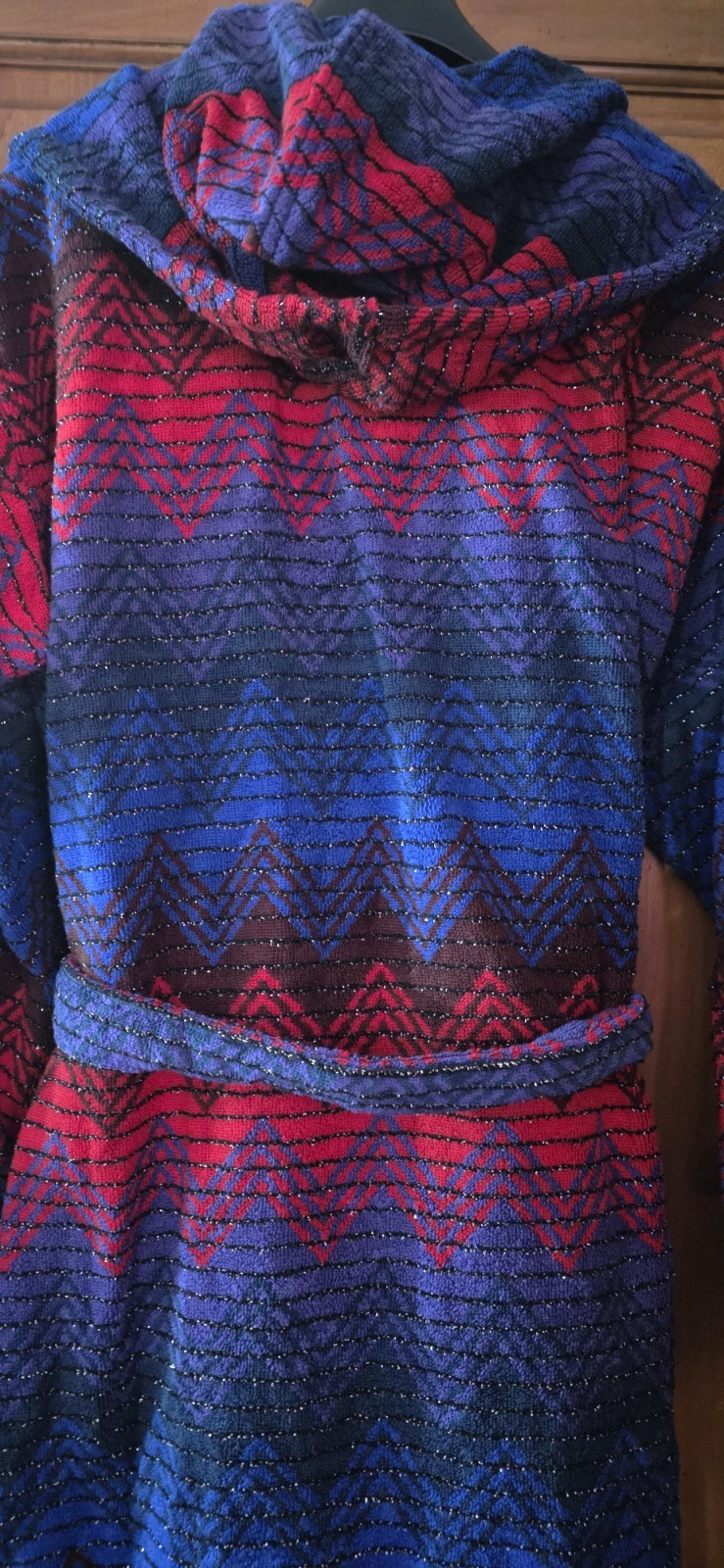 Missoni Starlight Red Blue Hooded Bathrobe Large Rrp £370 #AS900 image 9
