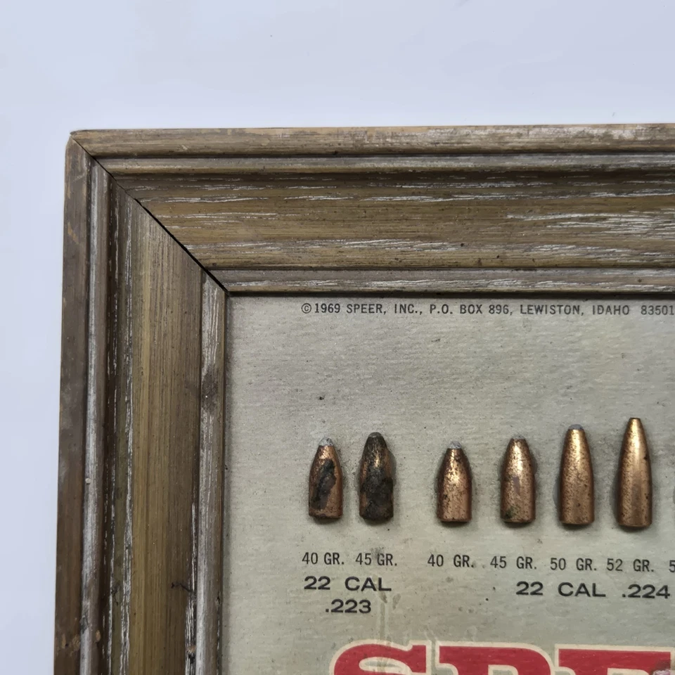 Exhibición de carteles publicitarios de tablero de balas Speer 1969 diligencia Wells Fargo Foto 2 de 4