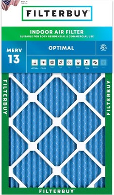 Filterbuy 16x24x1 Pleated Air Filters, Replacement for HVAC AC Furnace (MERV 13)