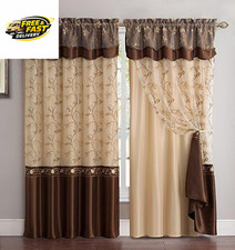 Fancy Collection Embroidery Curtain Set 1 Panel Drapes with Backing